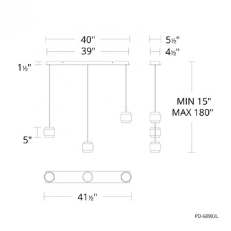 Banded Chandelier Light (1357|PD-68903L-BK)