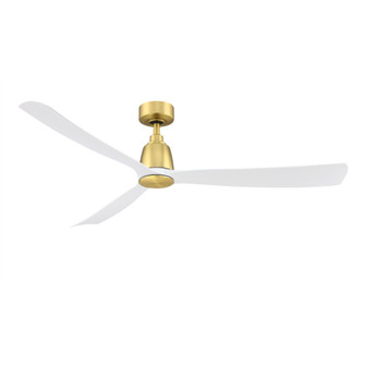 Kute 60 inch Indoor/Outdoor Smart Ceiling Fan - Brushed Satin Brass with Matte White blades (90|FPD8560BS)