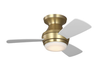 Ikon 32 Hugger LED Ceiling Fan in Burnished Brass with Matte White Blades and Light Kit (6|3IKHR32BBSD)