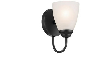 Jolie 1-Light Wall Sconce with Satin Etched Glass in Black (2|45637BK)