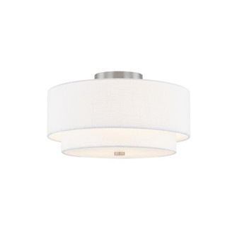 Classic 15'' Tiered Drum Semi-Flush (254|FAB-9772-WHTE-NCKL)