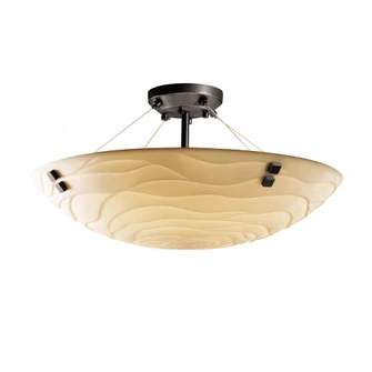 24'' LED Semi-Flush Bowl w/ PAIR SQUARE FINIALS (254|PNA-9652-35-WAVE-MBLK-F2-LED5-5000)