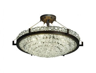 24'' Round Semi-Flush Bowl w/ Ring (254|GLA-9682-35-LACE-MBLK)