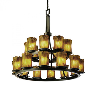 Dakota 21-Light 2-Tier Ring Chandelier (254|GLA-8767-16-AMBR-DBRZ)