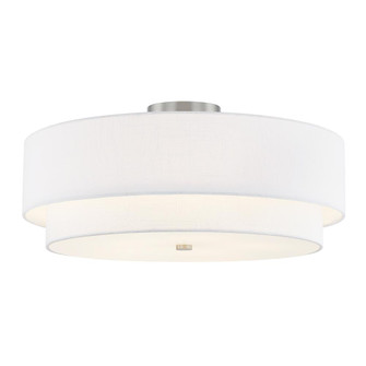 Classic 22'' Tiered Drum Semi-Flush (254|FAB-9775-WHTE-NCKL)