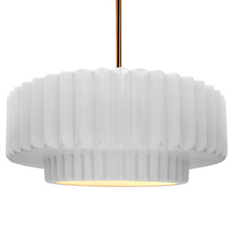 Large Tier Pleated 1-Light Pendant (254|CER-6555-WHT-BRSS-RIGID-LED1-700)