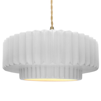 Large Tier Pleated 1-Light Pendant (254|CER-6555-WHT-BRSS-BEIG-TWST-LED1-700)