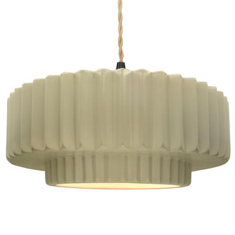 Large Tier Pleated 1-Light Pendant (254|CER-6555-VAN-MBLK-BEIG-TWST-LED1-700)