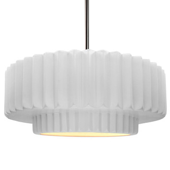 Large Tier Pleated 1-Light Pendant (254|CER-6555-WHT-NCKL-RIGID)