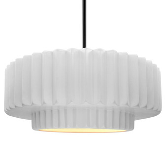 Large Tier Pleated 1-Light Pendant (254|CER-6555-WHT-MBLK-RIGID)