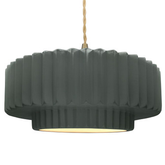 Large Tier Pleated 1-Light Pendant (254|CER-6555-PWGN-BRSS-BEIG-TWST-LED1-700)
