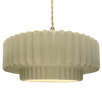 Large Tier Pleated 1-Light Pendant (254|CER-6555-VAN-BRSS-BEIG-TWST)