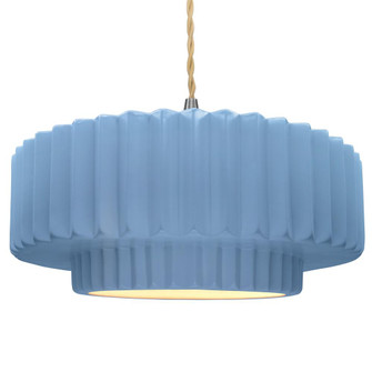 Large Tier Pleated 1-Light Pendant (254|CER-6555-SKBL-NCKL-BEIG-TWST)
