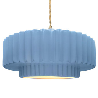 Large Tier Pleated 1-Light Pendant (254|CER-6555-SKBL-BRSS-BEIG-TWST)