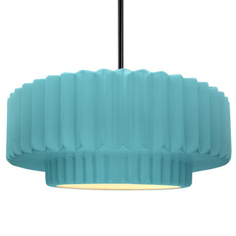 Large Tier Pleated 1-Light Pendant (254|CER-6555-RFPL-MBLK-RIGID)