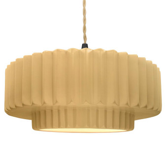 Large Tier Pleated 1-Light Pendant (254|CER-6555-MYLW-MBLK-BEIG-TWST)
