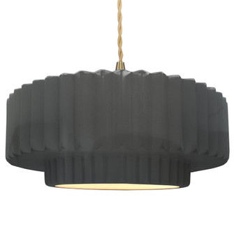 Large Tier Pleated 1-Light Pendant (254|CER-6555-GRY-BRSS-BEIG-TWST-LED1-700)