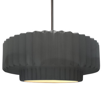 Large Tier Pleated 1-Light Pendant (254|CER-6555-GRY-NCKL-RIGID)
