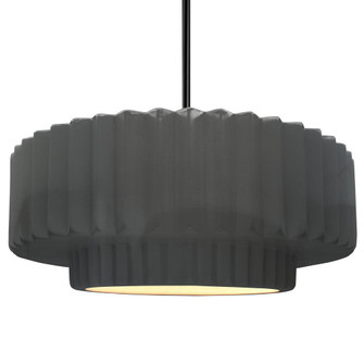 Large Tier Pleated 1-Light Pendant (254|CER-6555-GRY-MBLK-RIGID)