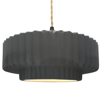 Large Tier Pleated 1-Light Pendant (254|CER-6555-GRY-MBLK-BEIG-TWST)