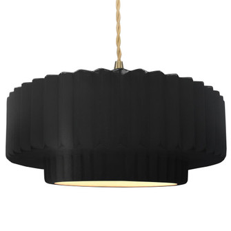 Large Tier Pleated 1-Light Pendant (254|CER-6555-CRB-BRSS-BEIG-TWST)