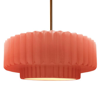 Large Tier Pleated 1-Light Pendant (254|CER-6555-BSH-BRSS-RIGID-LED1-700)