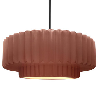 Large Tier Pleated 1-Light Pendant (254|CER-6555-CLAY-MBLK-RIGID)
