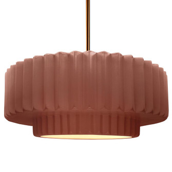 Large Tier Pleated 1-Light Pendant (254|CER-6555-CLAY-BRSS-RIGID)