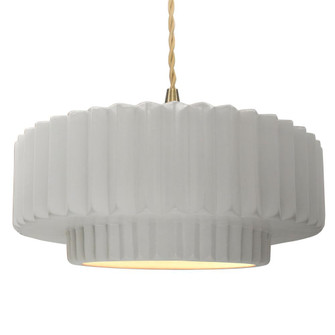 Large Tier Pleated 1-Light Pendant (254|CER-6555-BIS-BRSS-BEIG-TWST-LED1-700)