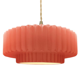 Large Tier Pleated 1-Light Pendant (254|CER-6555-BSH-BRSS-BEIG-TWST)
