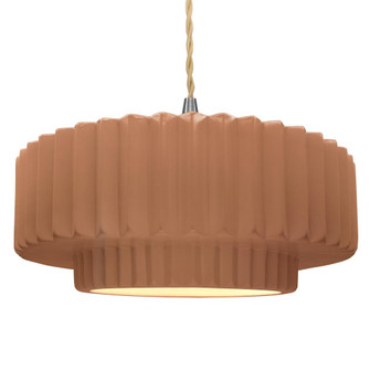 Large Tier Pleated 1-Light Pendant (254|CER-6555-ADOB-NCKL-BEIG-TWST-LED1-700)
