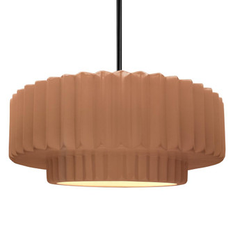 Large Tier Pleated 1-Light Pendant (254|CER-6555-ADOB-MBLK-RIGID-LED1-700)