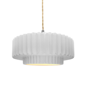 Medium Tier Pleated 1-Light Pendant (254|CER-6553-WTWT-NCKL-BEIG-TWST-LED1-700) Medium Tier Pleated 1-Light Pendant (254|CER-6553-WTWT-NCKL-BEIG-TWST-LED1-700)