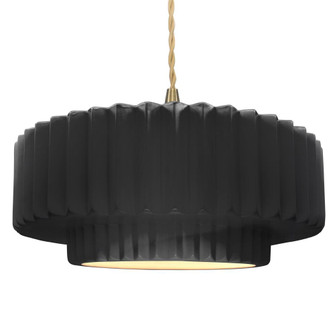 Large Tier Pleated 1-Light Pendant (254|CER-6555-BLK-BRSS-BEIG-TWST)