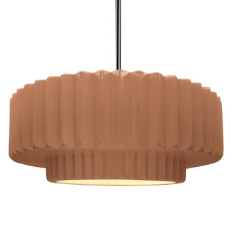 Large Tier Pleated 1-Light Pendant (254|CER-6555-ADOB-NCKL-RIGID)