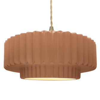 Large Tier Pleated 1-Light Pendant (254|CER-6555-ADOB-BRSS-BEIG-TWST)