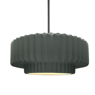 Medium Tier Pleated 1-Light Pendant (254|CER-6553-PWGN-NCKL-RIGID-LED1-700)