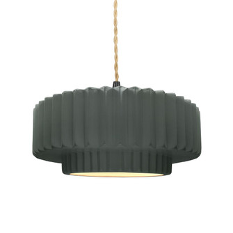 Medium Tier Pleated 1-Light Pendant (254|CER-6553-PWGN-MBLK-BEIG-TWST-LED1-700)
