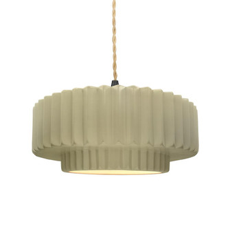 Medium Tier Pleated 1-Light Pendant (254|CER-6553-VAN-MBLK-BEIG-TWST)