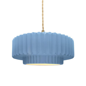 Medium Tier Pleated 1-Light Pendant (254|CER-6553-SKBL-BRSS-BEIG-TWST)