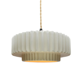 Medium Tier Pleated 1-Light Pendant (254|CER-6553-MTGD-MBLK-BEIG-TWST-LED1-700) Medium Tier Pleated 1-Light Pendant (254|CER-6553-MTGD-MBLK-BEIG-TWST-LED1-700)