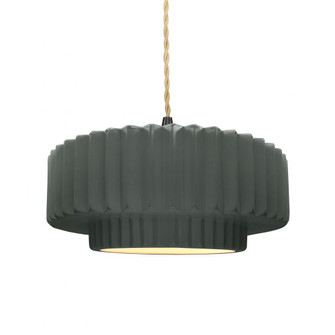 Medium Tier Pleated 1-Light Pendant (254|CER-6553-PWGN-MBLK-BEIG-TWST)