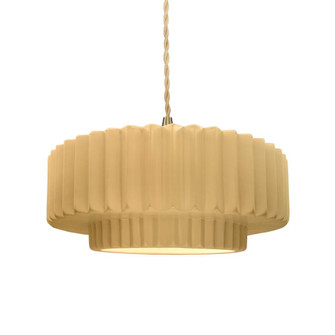 Medium Tier Pleated 1-Light Pendant (254|CER-6553-MYLW-BRSS-BEIG-TWST)