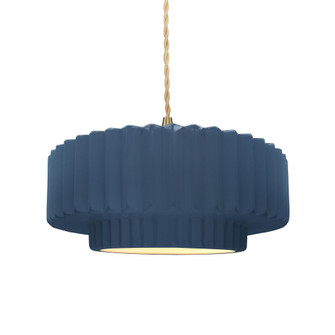 Medium Tier Pleated 1-Light Pendant (254|CER-6553-MID-BRSS-BEIG-TWST)