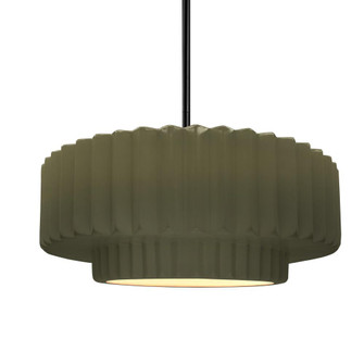 Medium Tier Pleated 1-Light Pendant (254|CER-6553-MGRN-MBLK-RIGID)