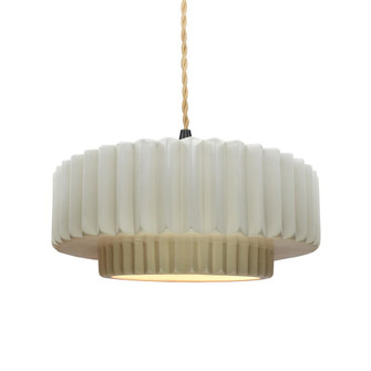Medium Tier Pleated 1-Light Pendant (254|CER-6553-MAT-MBLK-BEIG-TWST)