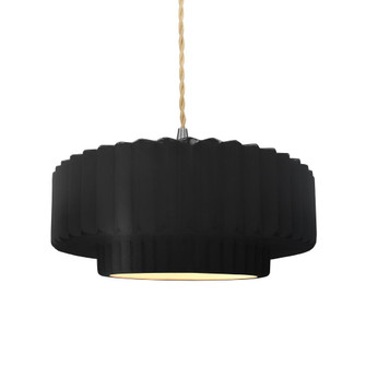 Medium Tier Pleated 1-Light Pendant (254|CER-6553-CRB-NCKL-BEIG-TWST-LED1-700)