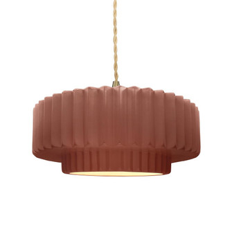 Medium Tier Pleated 1-Light Pendant (254|CER-6553-CLAY-BRSS-BEIG-TWST-LED1-700)