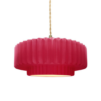 Medium Tier Pleated 1-Light Pendant (254|CER-6553-CRSE-BRSS-BEIG-TWST)