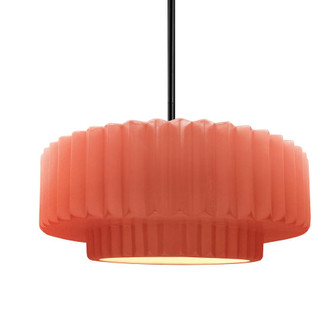 Medium Tier Pleated 1-Light Pendant (254|CER-6553-BSH-MBLK-RIGID-LED1-700)